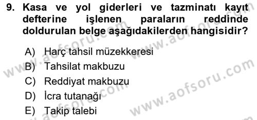 Kalem Mevzuatı Dersi 2018 - 2019 Yılı 3 Ders Sınavı 9. Soru