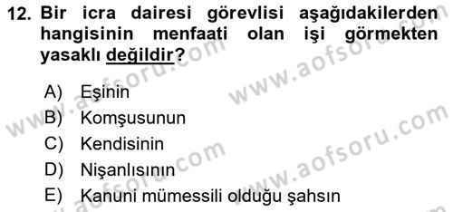 Kalem Mevzuatı Dersi 2018 - 2019 Yılı (Final) Dönem Sonu Sınavı 12. Soru