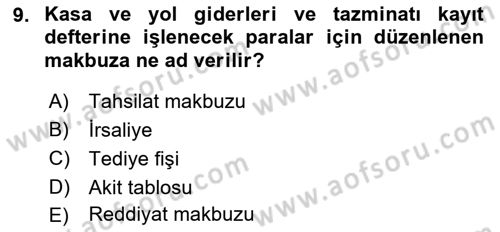 Kalem Mevzuatı Dersi 2018 - 2019 Yılı (Final) Dönem Sonu Sınavı 9. Soru