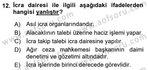 Kalem Mevzuatı Dersi 2018 - 2019 Yılı Yaz Okulu Sınavı 12. Soru