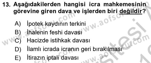 Kalem Mevzuatı Dersi 2018 - 2019 Yılı Yaz Okulu Sınavı 13. Soru