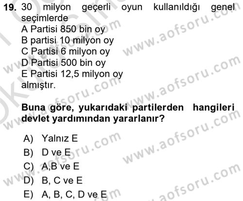 İdari Yargı Ve Anayasa Yargısı Dersi 2020 - 2021 Yılı Yaz Okulu Sınav Soruları 19. Soru