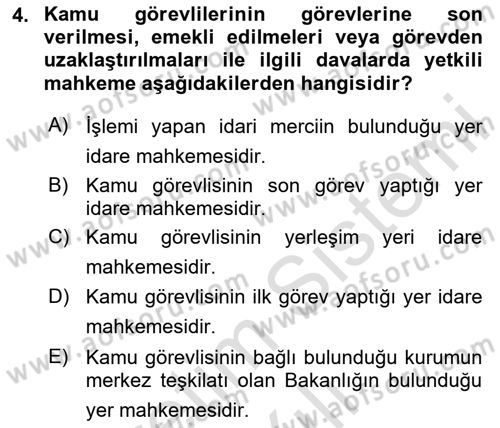 İdari Yargı Ve Anayasa Yargısı Dersi 2020 - 2021 Yılı Yaz Okulu Sınav Soruları 4. Soru