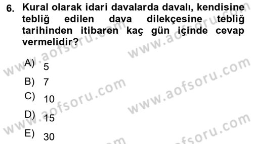 İdari Yargı Ve Anayasa Yargısı Dersi 2020 - 2021 Yılı Yaz Okulu Sınav Soruları 6. Soru