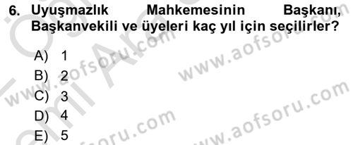İdari Yargı Ve Anayasa Yargısı Dersi 2021 - 2022 Yılı (Vize) Ara Sınav Soruları 6. Soru