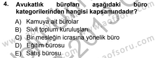 Büro Teknolojileri Dersi 2012 - 2013 Yılı (Vize) Ara Sınavı 4. Soru