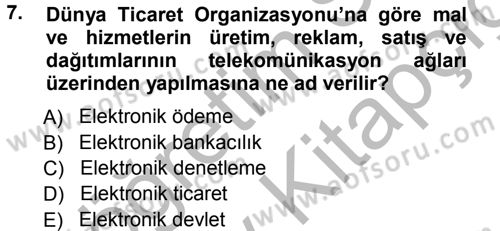 Büro Teknolojileri Dersi 2012 - 2013 Yılı (Vize) Ara Sınavı 7. Soru