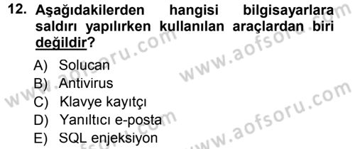 Büro Teknolojileri Dersi 2012 - 2013 Yılı (Final) Dönem Sonu Sınav Soruları 12. Soru