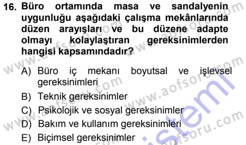 Büro Teknolojileri Dersi 2012 - 2013 Yılı (Final) Dönem Sonu Sınav Soruları 16. Soru