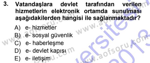 Büro Teknolojileri Dersi 2012 - 2013 Yılı (Final) Dönem Sonu Sınav Soruları 3. Soru