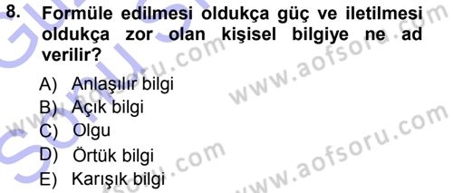 Büro Teknolojileri Dersi 2012 - 2013 Yılı (Final) Dönem Sonu Sınav Soruları 8. Soru