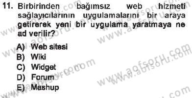 Büro Teknolojileri Dersi 2012 - 2013 Yılı Tek Ders Sınav Soruları 11. Soru