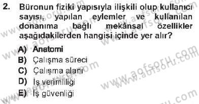 Büro Teknolojileri Dersi 2012 - 2013 Yılı Tek Ders Sınav Soruları 2. Soru