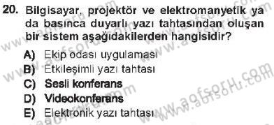 Büro Teknolojileri Dersi 2012 - 2013 Yılı Tek Ders Sınav Soruları 20. Soru
