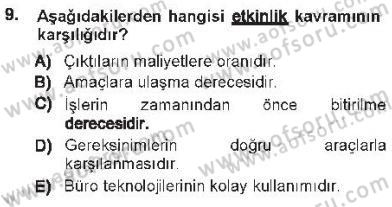 Büro Teknolojileri Dersi 2012 - 2013 Yılı Tek Ders Sınav Soruları 9. Soru