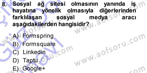 Büro Teknolojileri Dersi Ara Sınavı Deneme Sınav Soruları 8. Soru