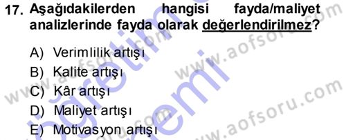 Büro Teknolojileri Dersi 2013 - 2014 Yılı (Final) Dönem Sonu Sınav Soruları 17. Soru