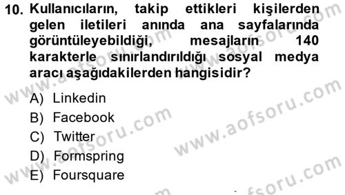 Büro Teknolojileri Dersi 2014 - 2015 Yılı (Vize) Ara Sınavı 10. Soru