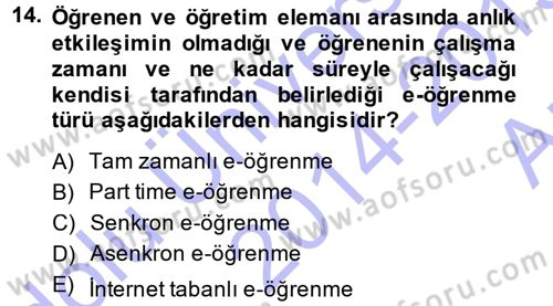 Büro Teknolojileri Dersi 2014 - 2015 Yılı (Vize) Ara Sınavı 14. Soru