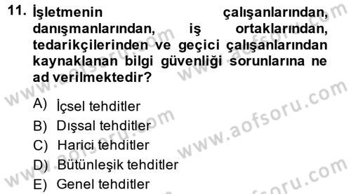 Büro Teknolojileri Dersi 2014 - 2015 Yılı (Final) Dönem Sonu Sınav Soruları 11. Soru