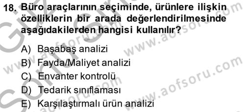 Büro Teknolojileri Dersi 2014 - 2015 Yılı (Final) Dönem Sonu Sınav Soruları 18. Soru