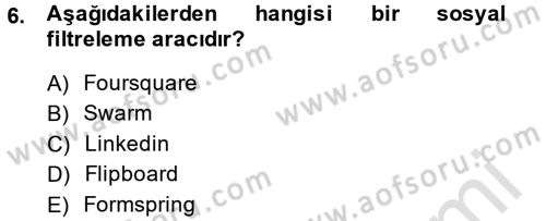 Büro Teknolojileri Dersi 2014 - 2015 Yılı Tek Ders Sınavı 6. Soru