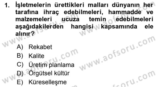 Büro Teknolojileri Dersi Ara Sınavı Deneme Sınav Soruları 1. Soru