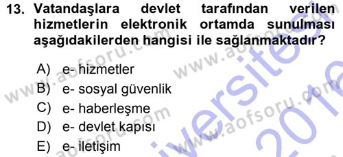 Büro Teknolojileri Dersi 2015 - 2016 Yılı (Vize) Ara Sınav Soruları 13. Soru