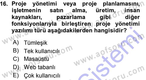 Büro Teknolojileri Dersi 2015 - 2016 Yılı (Vize) Ara Sınav Soruları 16. Soru