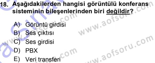 Büro Teknolojileri Dersi Ara Sınavı Deneme Sınav Soruları 18. Soru