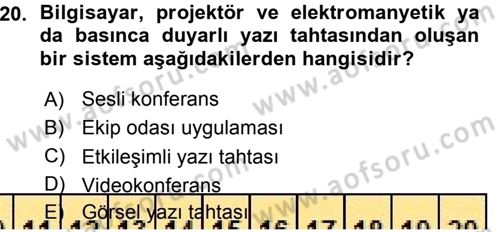 Büro Teknolojileri Dersi 2015 - 2016 Yılı (Vize) Ara Sınav Soruları 20. Soru