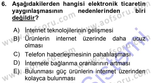 Büro Teknolojileri Dersi Ara Sınavı Deneme Sınav Soruları 6. Soru
