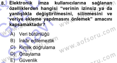 Büro Teknolojileri Dersi 2015 - 2016 Yılı (Vize) Ara Sınav Soruları 8. Soru