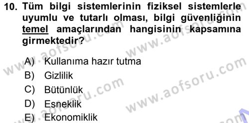 Büro Teknolojileri Dersi 2015 - 2016 Yılı (Final) Dönem Sonu Sınav Soruları 10. Soru