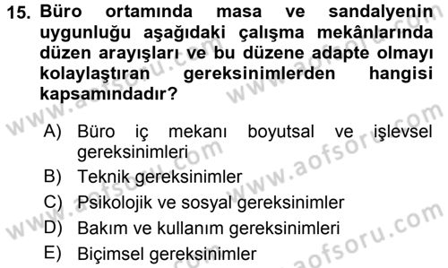 Büro Teknolojileri Dersi 2015 - 2016 Yılı (Final) Dönem Sonu Sınav Soruları 15. Soru