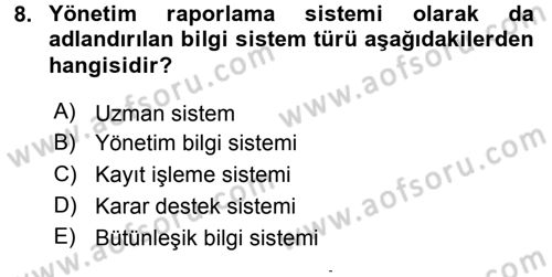 Büro Teknolojileri Dersi 2015 - 2016 Yılı (Final) Dönem Sonu Sınav Soruları 8. Soru