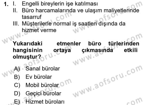 Büro Teknolojileri Dersi 2016 - 2017 Yılı (Vize) Ara Sınavı 1. Soru