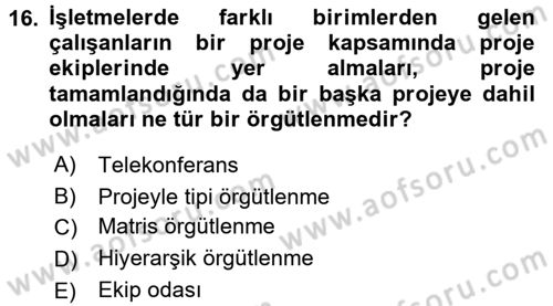 Büro Teknolojileri Dersi 2016 - 2017 Yılı (Vize) Ara Sınavı 16. Soru