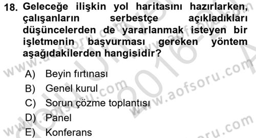 Büro Teknolojileri Dersi 2016 - 2017 Yılı (Vize) Ara Sınavı 18. Soru