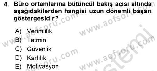 Büro Teknolojileri Dersi 2016 - 2017 Yılı (Vize) Ara Sınavı 4. Soru