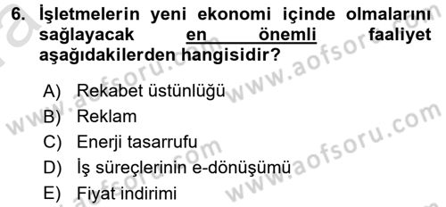 Büro Teknolojileri Dersi 2016 - 2017 Yılı (Vize) Ara Sınavı 6. Soru