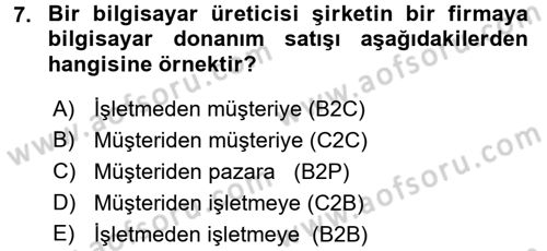 Büro Teknolojileri Dersi 2016 - 2017 Yılı (Vize) Ara Sınavı 7. Soru