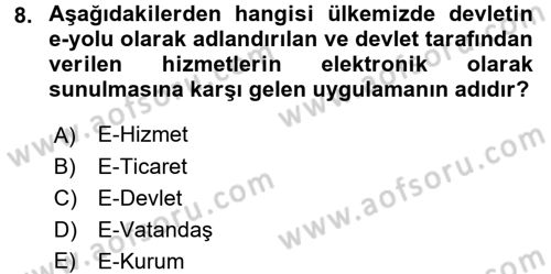 Büro Teknolojileri Dersi 2016 - 2017 Yılı (Vize) Ara Sınavı 8. Soru