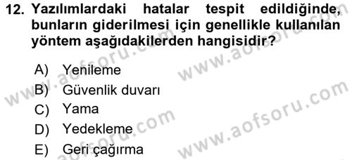 Büro Teknolojileri Dersi 2016 - 2017 Yılı (Final) Dönem Sonu Sınav Soruları 12. Soru