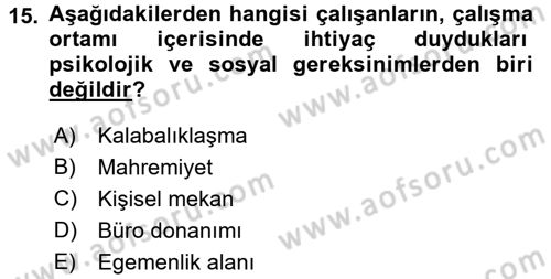 Büro Teknolojileri Dersi 2016 - 2017 Yılı (Final) Dönem Sonu Sınav Soruları 15. Soru