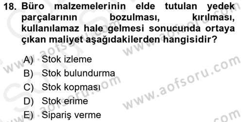 Büro Teknolojileri Dersi 2016 - 2017 Yılı (Final) Dönem Sonu Sınav Soruları 18. Soru