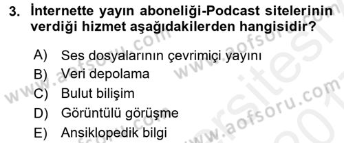 Büro Teknolojileri Dersi 2016 - 2017 Yılı (Final) Dönem Sonu Sınav Soruları 3. Soru