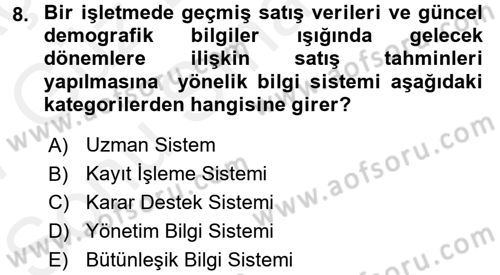 Büro Teknolojileri Dersi 2016 - 2017 Yılı (Final) Dönem Sonu Sınav Soruları 8. Soru