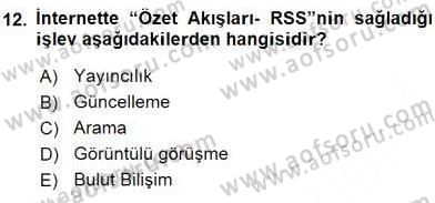 Büro Teknolojileri Dersi 2016 - 2017 Yılı Tek Ders Sınav Soruları 12. Soru