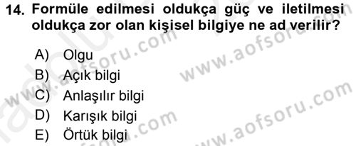Büro Teknolojileri Dersi 2017 - 2018 Yılı 3 Ders Sınav Soruları 14. Soru
